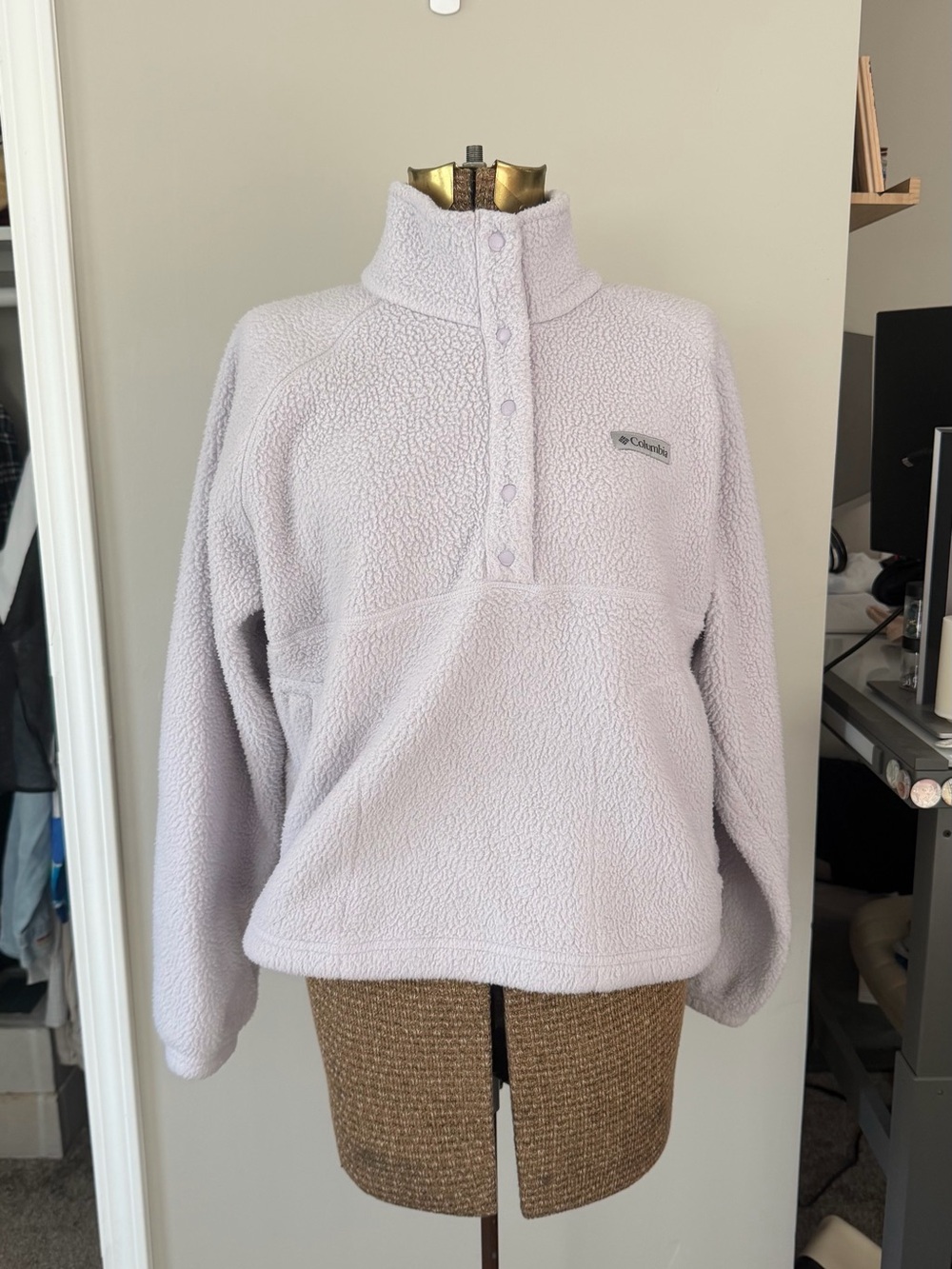 Columbia Lavender Jasper Ridge Pebbled Fleece Half-Snap High Collar Pullover, M